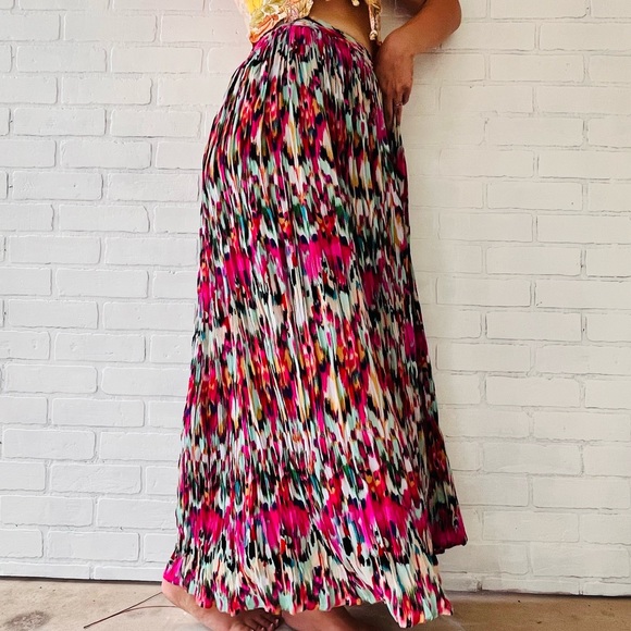 Bohemian Maxi Skirt Multi Colored Summer Fall Back to School Clothing Pink - Picture 4 of 6
